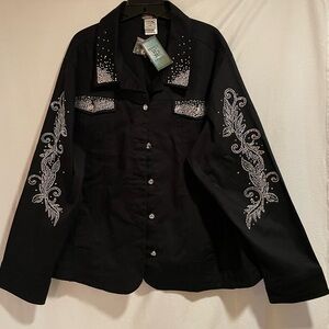 Sequin and rhinestone Embellished Black Women's Blazer/Shacket